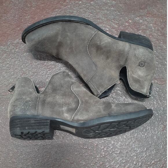 Born Women Kerri Avola Ankle Boots US 8 M brown leather suede low heel zipper - Picture 9 of 10